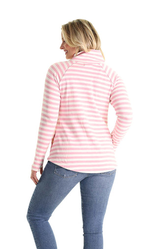 Lexington Cotton Fleece in Rose & Cream Stripe