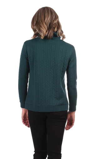 Lola Pullover in Green Cable Knit
