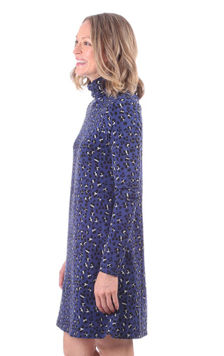 Maxine Dress in Blue Leopard