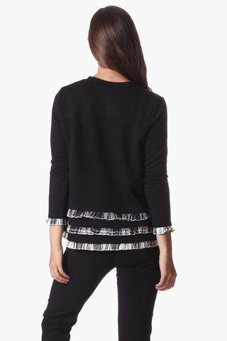 Rowe Ruffle Sweater in Black Star with Plaid