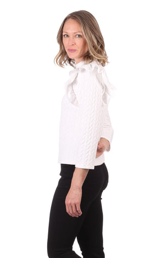 Ava Top in White Cable Knit