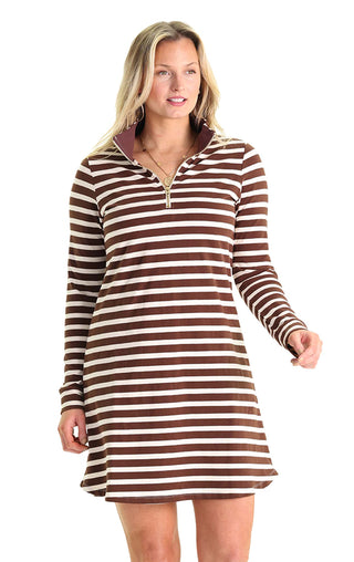 Sawyer Dress In Chocolate & Cream Stripe