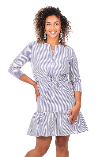 Shannon Dress in Navy Seersucker