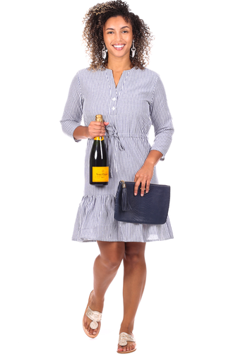 Shannon Dress in Navy Seersucker