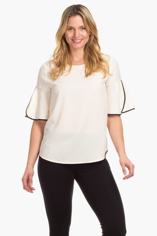 Tulip Top in Ivory with Black