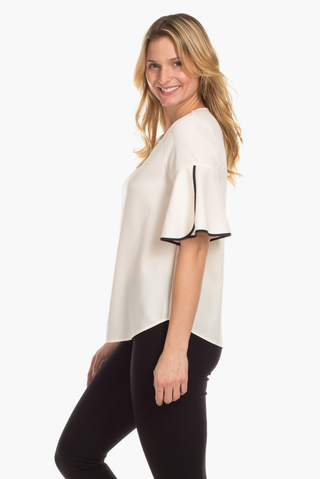 Tulip Top in Ivory with Black