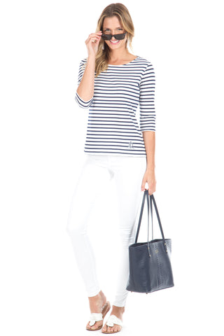 Stripe Tee in Navy and White