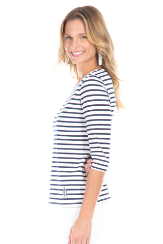Stripe Tee in Navy and White