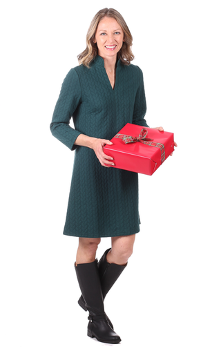 Barrett Dress in Green Cable Knit