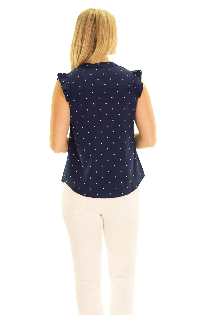 Ruffle Sleeve Button Down Shirt 