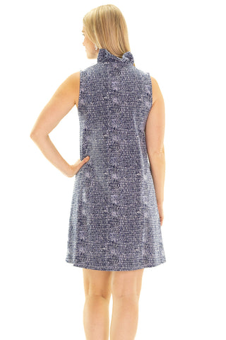 The Somerset Dress in Blue Scales Print