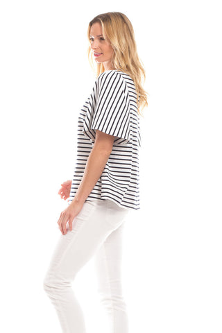 Decker Top in Navy with White Stripes
