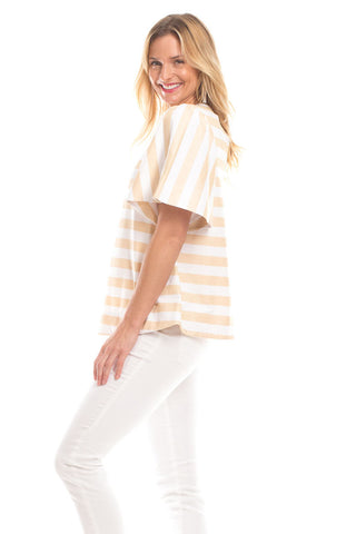 Decker Top in Gold with White Stripes