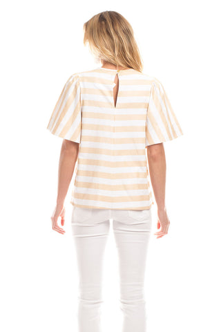 Decker Top in Gold with White Stripes