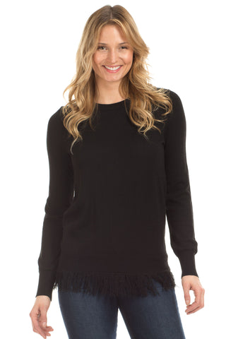 Fulton Fringe Cashmere Blend Sweater in Black