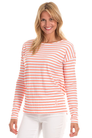 Oakley Tee in Melon with White Stripes